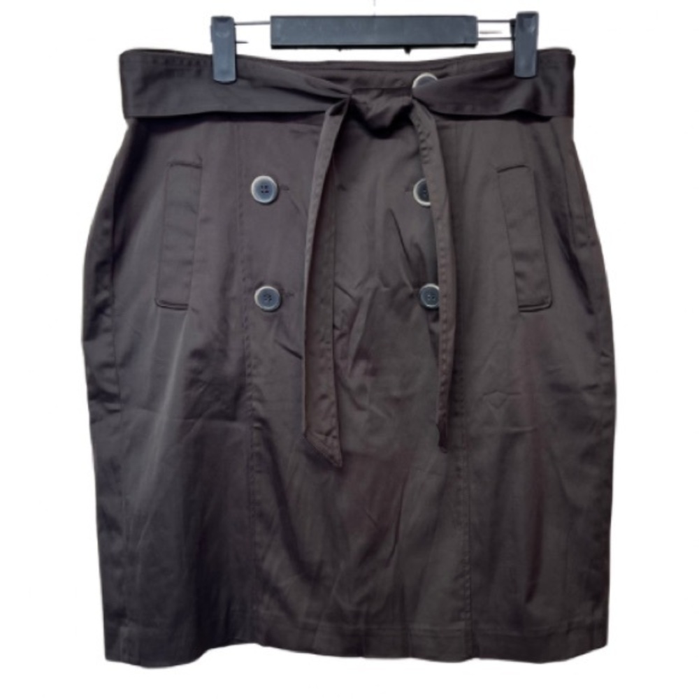 Chapter One Chocolate Brown Skirt Women's Size 14 | Tie Belt & Button Details |